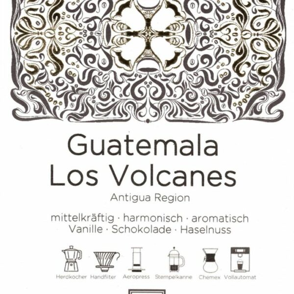 Guatemala Antigua Los Volcanos Etikett