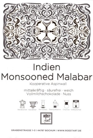 Indien Monsooned Malabar neues Etikett